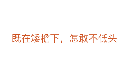 既在矮檐下，怎敢不低頭