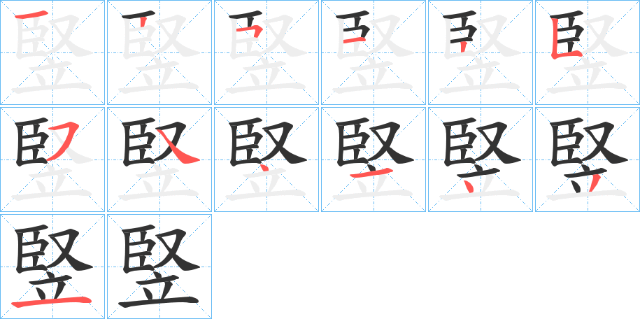 竪的筆順分步演示