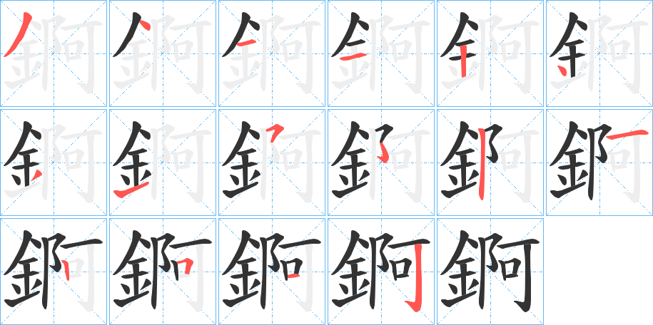 錒的筆順分步演示